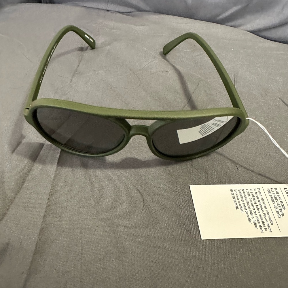 Janie and Jack Olive Green Oval Kids Sunglasses with Dark Lenses